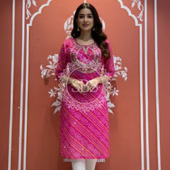 Bhandej Handwork Kurti 38 (L) / Pink