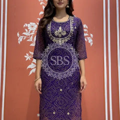 Bhandej Handwork Kurti 38 (L) / Purple