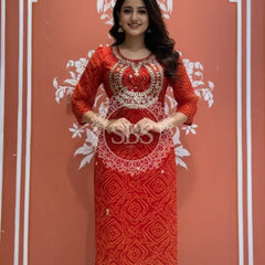 Bhandej Handwork Kurti 38 (L) / Red & Yellow