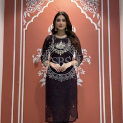 Bhandej Handwork Kurti 40 (XL) / Black