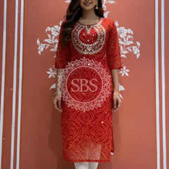 Bhandej Handwork Kurti 40 (XL) / Red