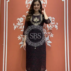 Bhandej Handwork Kurti 46 (4XL) / Black