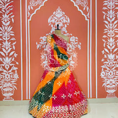 BHANDEJ MACHINE GOTA WORK LEHENGA Multicolor / Free Size
