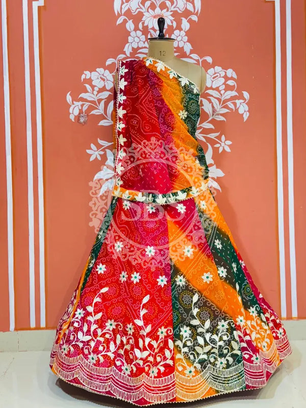 BHANDEJ MACHINE GOTA WORK LEHENGA Multicolor / Free Size