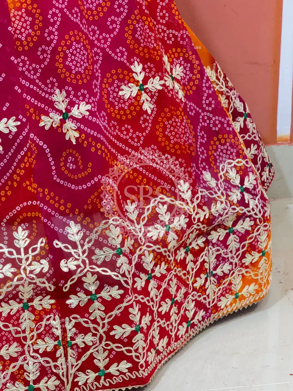 BHANDEJ MACHINE GOTA WORK LEHENGA Multicolor / Free Size