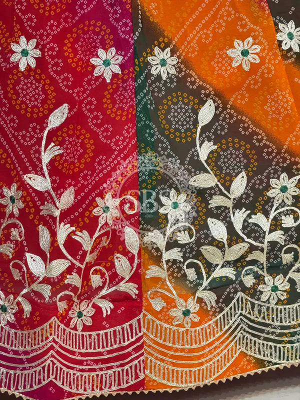 BHANDEJ MACHINE GOTA WORK LEHENGA Multicolor / Free Size