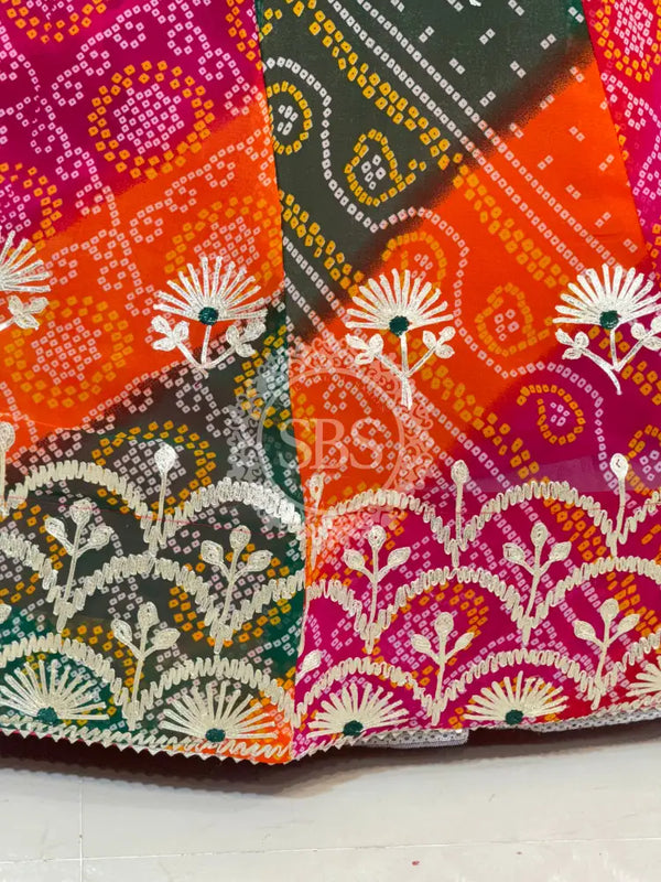 BHANDEJ MACHINE GOTA WORK LEHENGA Multicolor / Free Size