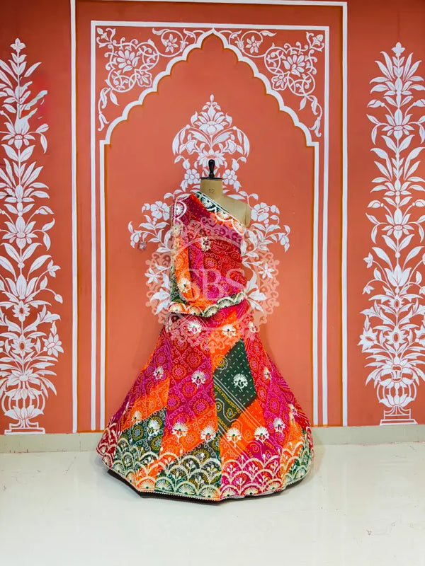 BHANDEJ MACHINE GOTA WORK LEHENGA Multicolor / Free Size