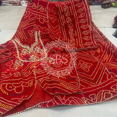 BHANDEJ SLIT KURTA SKIRT WITH DUPATTA INDO WESTERN