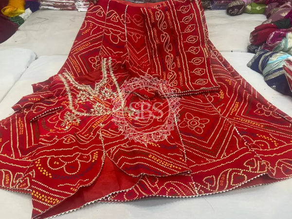 BHANDEJ SLIT KURTA SKIRT WITH DUPATTA INDO WESTERN