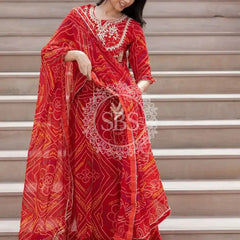 BHANDEJ SLIT KURTA SKIRT WITH DUPATTA INDO WESTERN