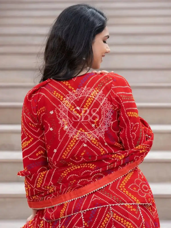 BHANDEJ SLIT KURTA SKIRT WITH DUPATTA INDO WESTERN