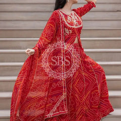 BHANDEJ SLIT KURTA SKIRT WITH DUPATTA INDO WESTERN