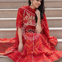 BHANDEJ SLIT KURTA SKIRT WITH DUPATTA INDO WESTERN