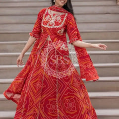 BHANDEJ SLIT KURTA SKIRT WITH DUPATTA INDO WESTERN