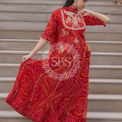 BHANDEJ SLIT KURTA SKIRT WITH DUPATTA INDO WESTERN