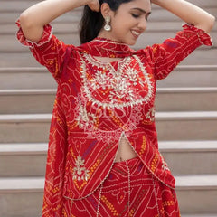 BHANDEJ SLIT KURTA SKIRT WITH DUPATTA INDO WESTERN