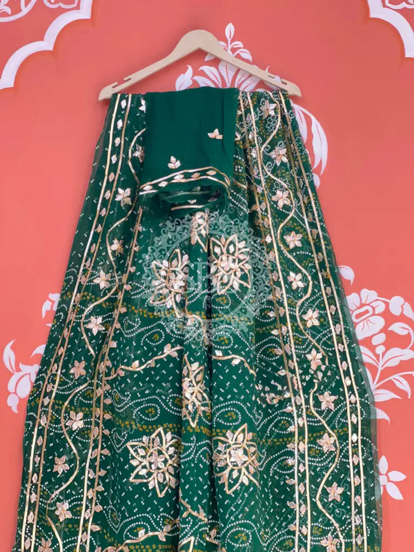 BHANDHANI PURE CHIFFON KACHI PATTI SAREE