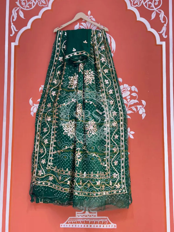 BHANDHANI PURE CHIFFON KACHI PATTI SAREE