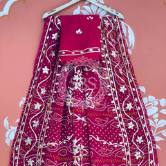 BHANDHANI PURE CHIFFON KACHI PATTI SAREE