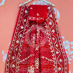 BHANDHANI PURE CHIFFON KACHI PATTI SAREE