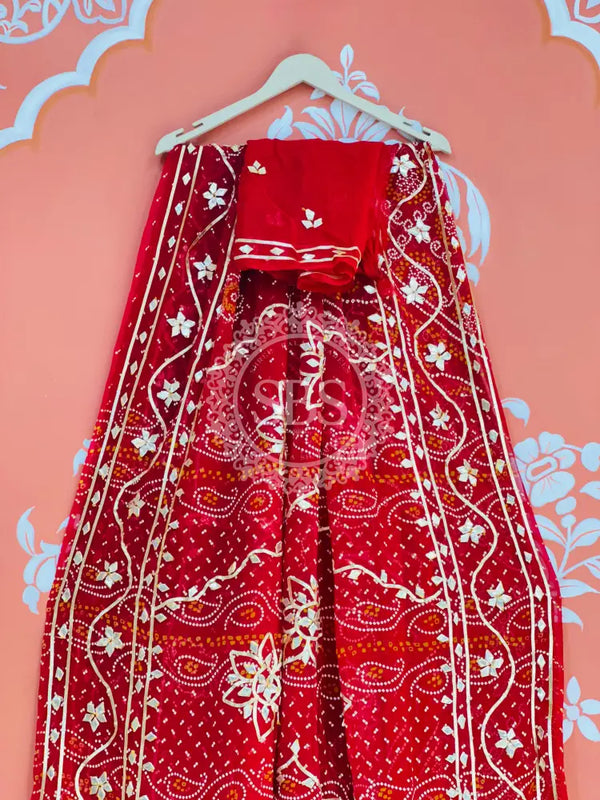 BHANDHANI PURE CHIFFON KACHI PATTI SAREE