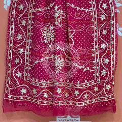 BHANDHANI PURE CHIFFON KACHI PATTI SAREE