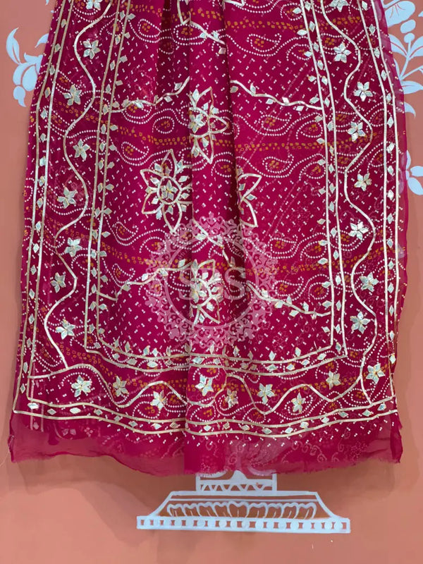 BHANDHANI PURE CHIFFON KACHI PATTI SAREE