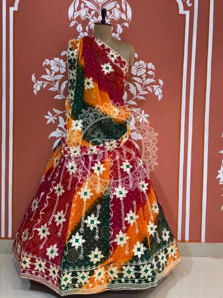 BHANDHEJ MACHINE GOTA WORK LEHENGA Multicolor / Free Size