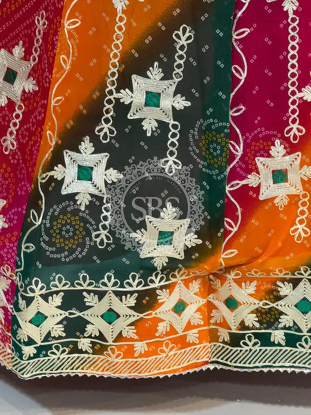 BHANDHEJ MACHINE GOTA WORK LEHENGA Multicolor / Free Size