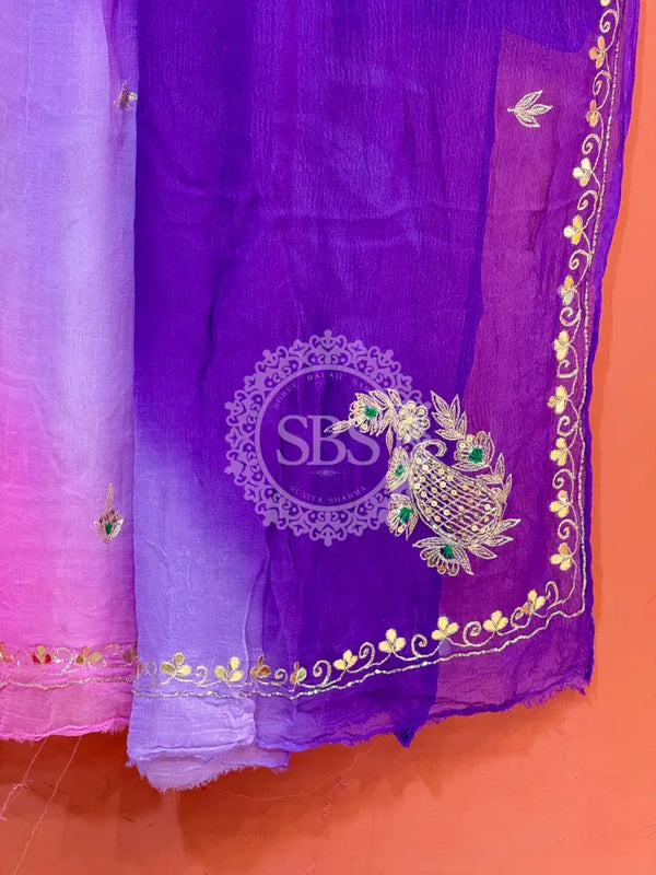 BOX DIE PURE CHIFFON MACHINE WORK SAREE