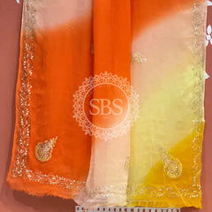 BOX DIE PURE CHIFFON MACHINE WORK SAREE