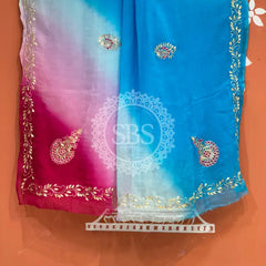 BOX DIE PURE CHIFFON MACHINE WORK SAREE