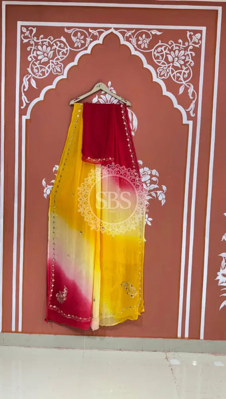 BOX DIE PURE CHIFFON MACHINE WORK SAREE