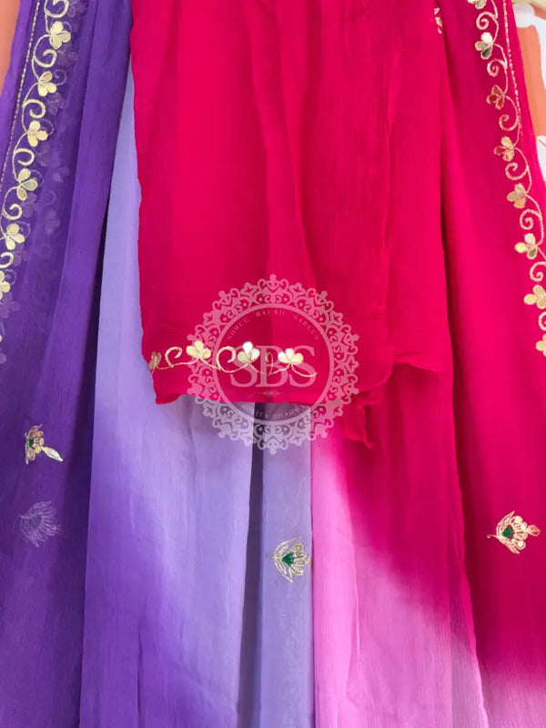 BOX DIE PURE CHIFFON MACHINE WORK SAREE