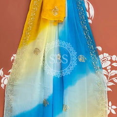 BOX DIE PURE CHIFFON MACHINE WORK SAREE