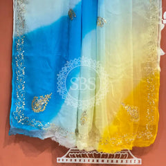 BOX DIE PURE CHIFFON MACHINE WORK SAREE