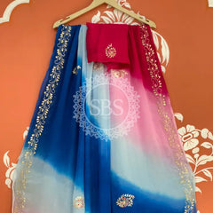 BOX DIE PURE CHIFFON MACHINE WORK SAREE