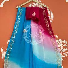 BOX DIE PURE CHIFFON MACHINE WORK SAREE