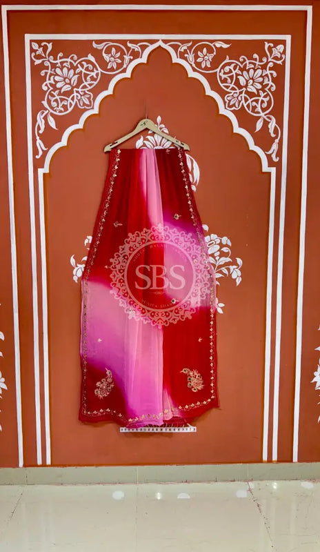 BOX DIE PURE CHIFFON MACHINE WORK SAREE