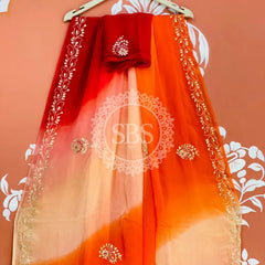 BOX DIE PURE CHIFFON MACHINE WORK SAREE