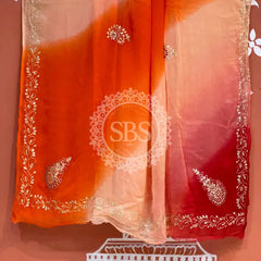 BOX DIE PURE CHIFFON MACHINE WORK SAREE