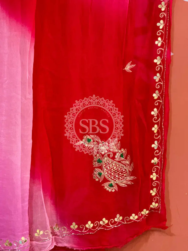 BOX DIE PURE CHIFFON MACHINE WORK SAREE