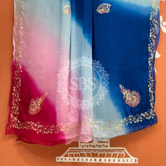 BOX DIE PURE CHIFFON MACHINE WORK SAREE