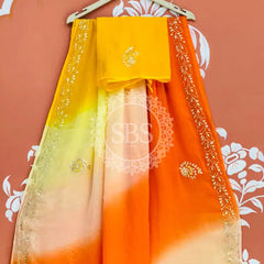 BOX DIE PURE CHIFFON MACHINE WORK SAREE