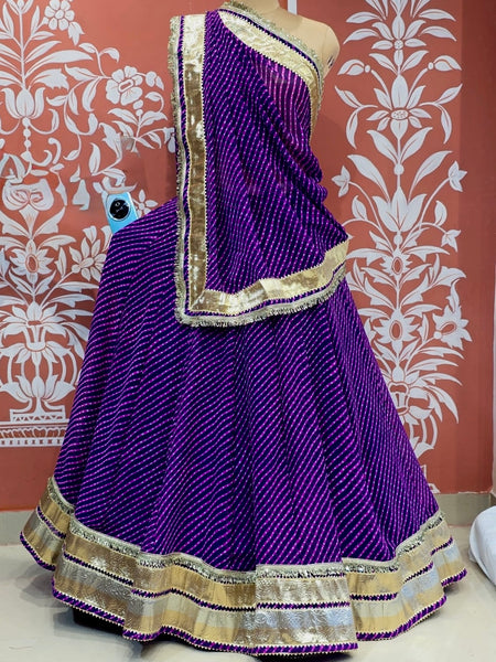 PINK PURPLE MOTHRA GOTA FULL FLARED LEHENGA