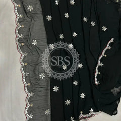 CHIFFON CUTWORK DESI GIRL SAREE Black / Free Size