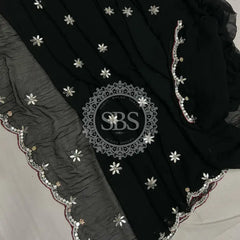 CHIFFON CUTWORK DESI GIRL SAREE Black / Free Size