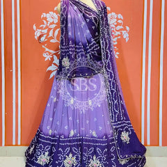 CHINO BHANDEJ KACCHI PATTI LEHENGA Lavender / Free Size