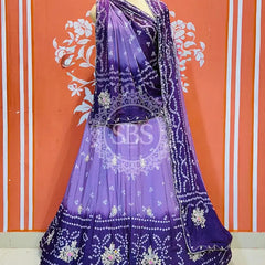 CHINO BHANDEJ KACCHI PATTI LEHENGA Purple / Free Size